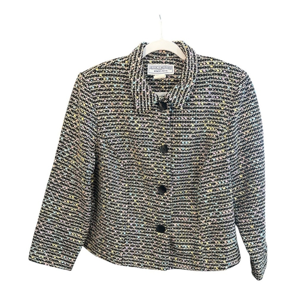 Jessica Howard Tweed Pastel Three Button Blazer Size 20 Petite Preppy Academia - Picture 1 of 5